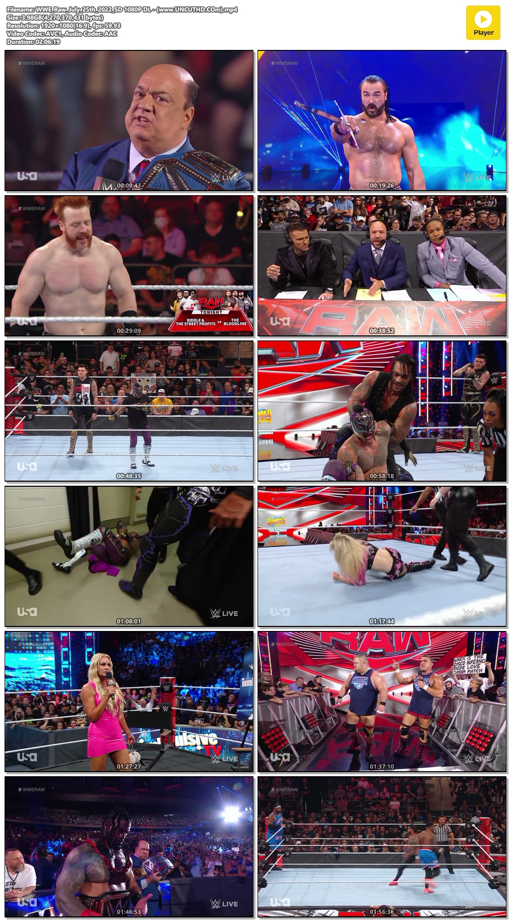 Watch WWE RAW 7/25/22 25th July Download